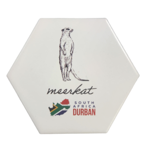 Meerkat Hexagonal White Coaster