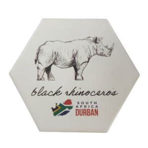 Rhino Hexagonal White Coaster