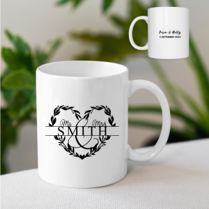 Mr & Mrs Monogram Heart - Mug